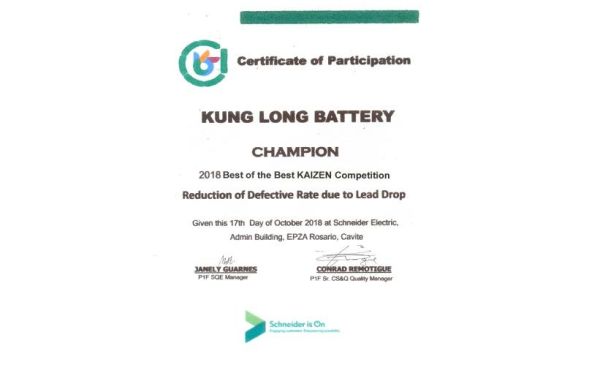 APC by Schneider Electric- 2018 Best KAIZEN, Champion